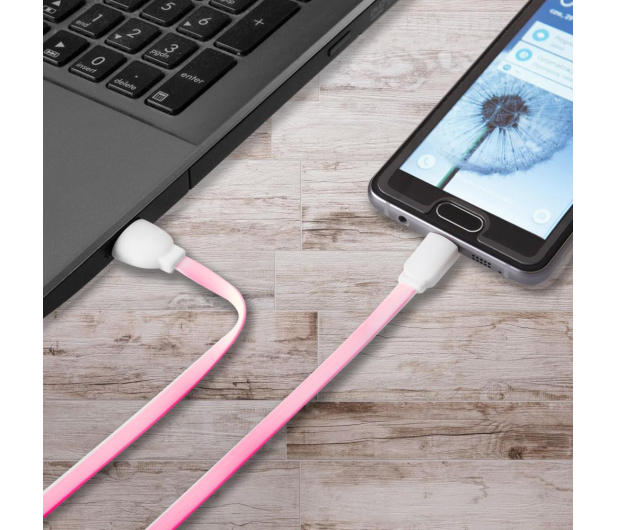 HQCable USB-MICRO USB 3M, różowy - 1459713 - zdjęcie 2